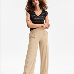 Elegant Tan Wide-Leg Pants